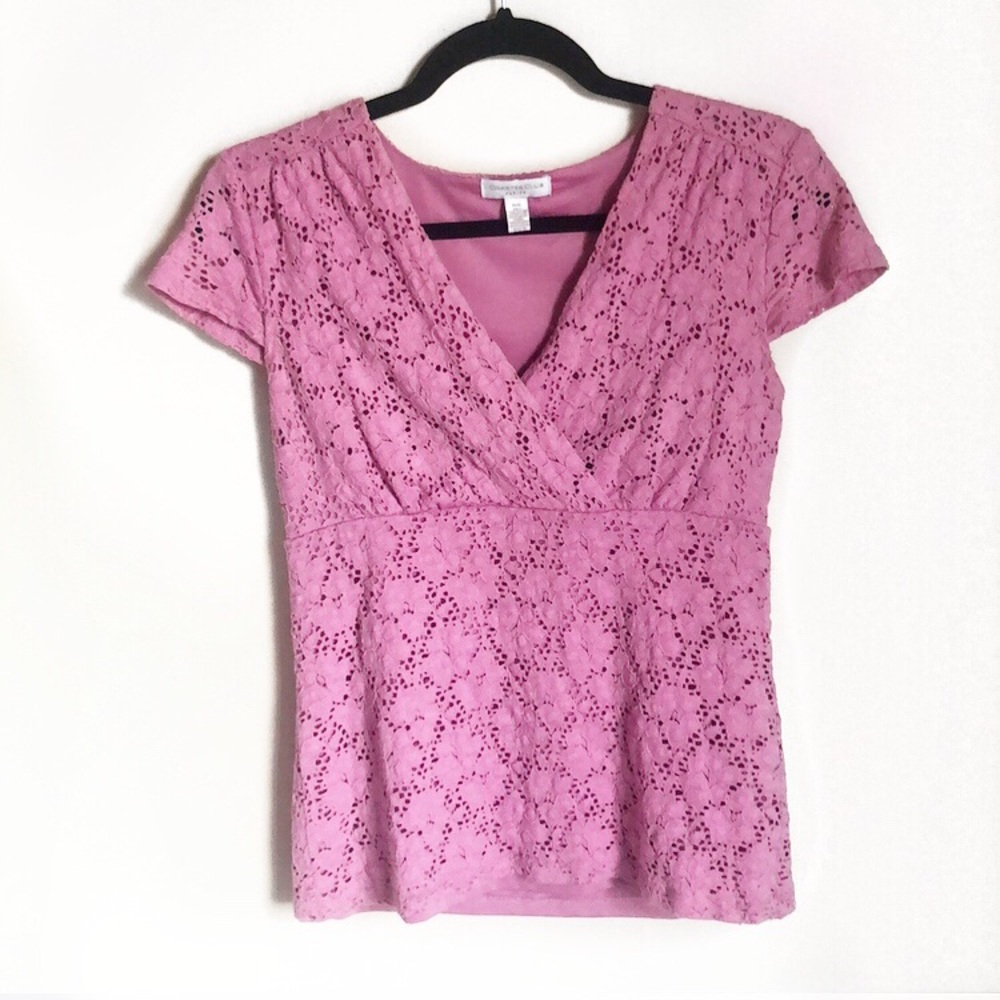 Charter Club pink eyelet cap sleeve blouse!